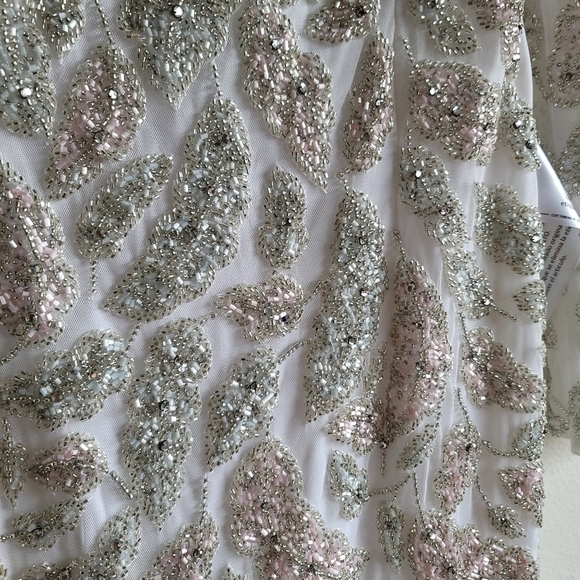 Mac duggal, Foliage Embellished‎ Sheath Dress, Ivory, Size 4, NWT - Picture 4 of 15